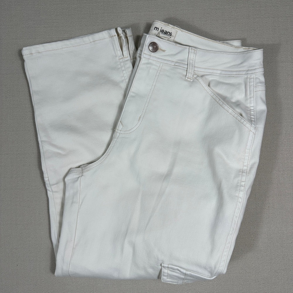 Maurices m jeans Cargo Pants Womens 10 White Excellent Straight Crop High Rise